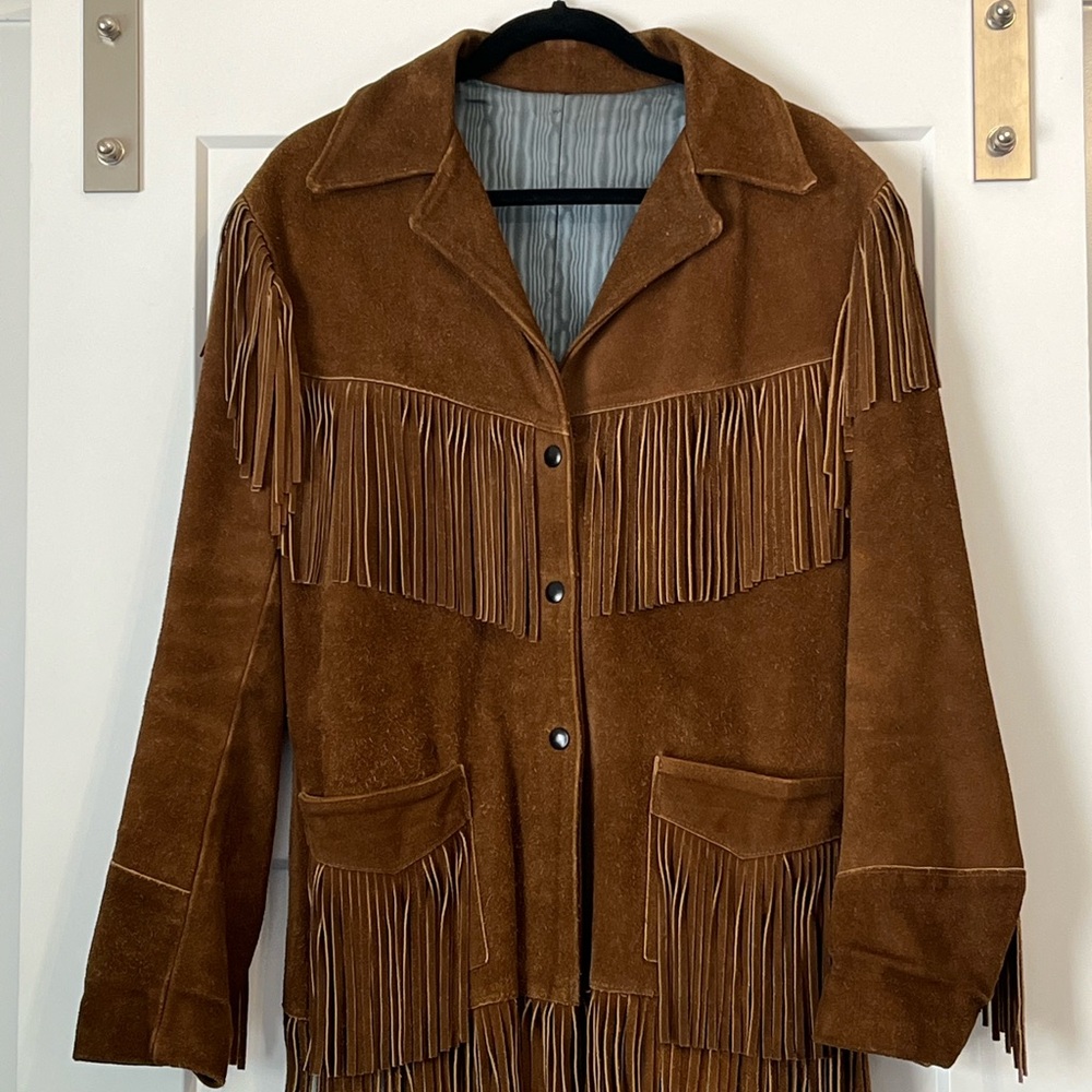 Jo-o Kay Brown Suede Fringe Utility Jacket